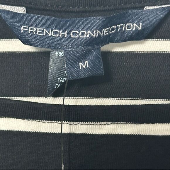French Connection Womens Dress Size M Black White Long‎ Sleeve Stripes NWT - Picture 8 of 9